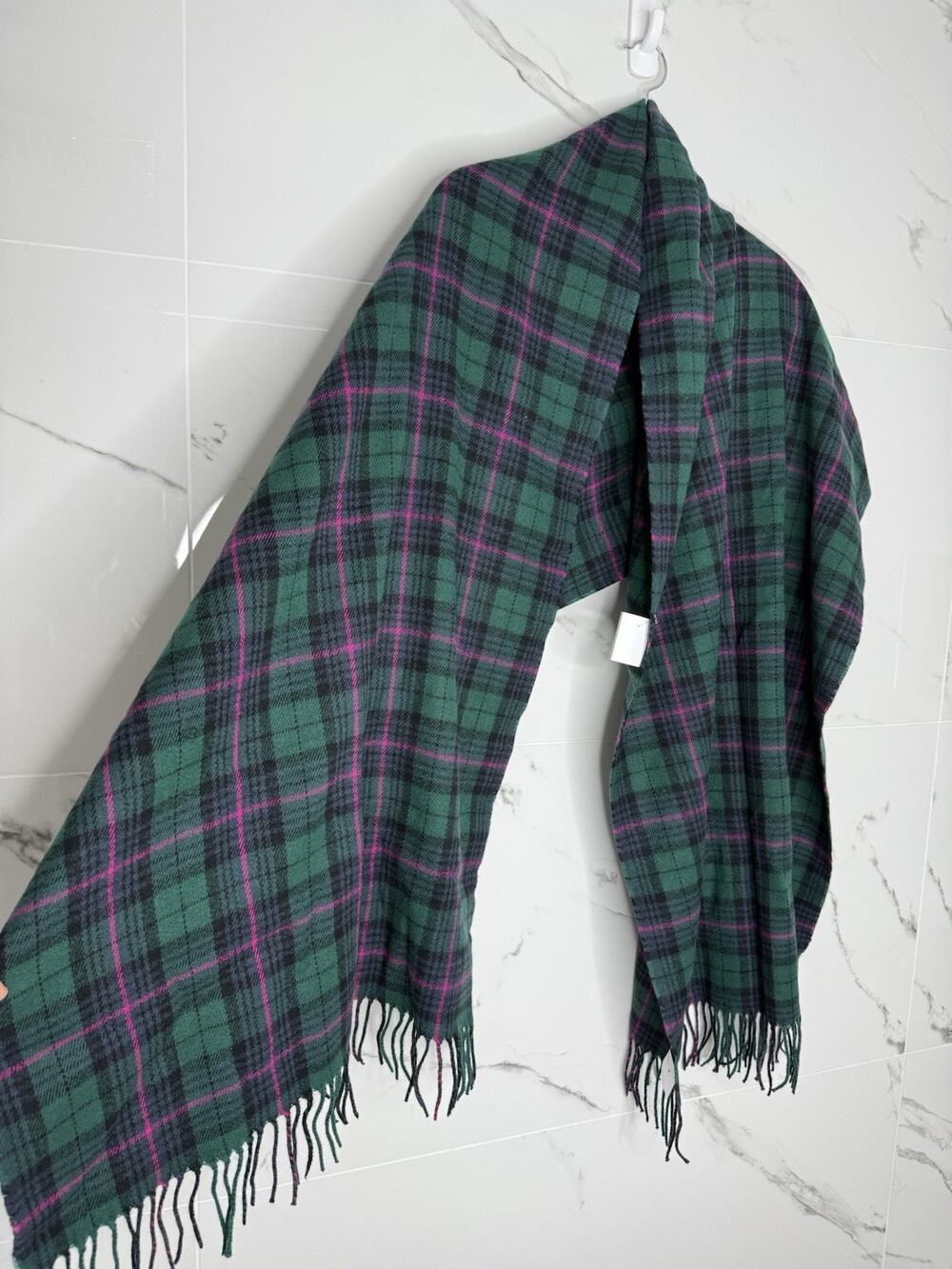 J.Crew Classic Green Plaid Fringed Scarf NWT Shawl Oversized 84” X 48” blanket
